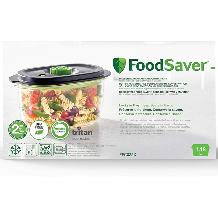 Набір вакуумних контейнерів FoodSaver Preserve & Marinate для вакууматорів, герметичні та без BPA, 1.2 л, 3 шт.