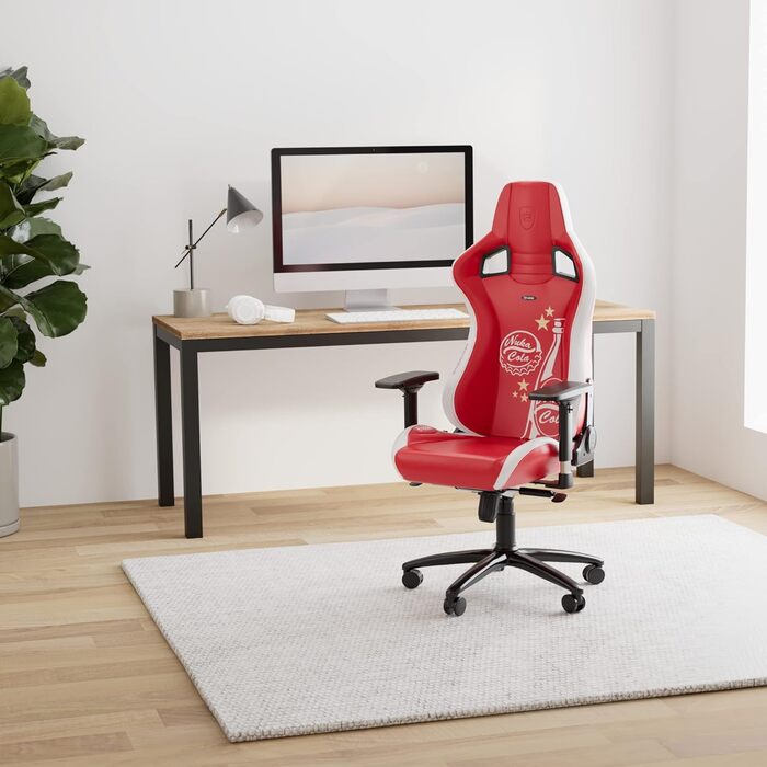 Ігрове крісло noblechairs Epic Nuka Cola, ергономічне, офісне, PU-шкіра, з підголівником та поперековою підтримкою, для користувачів до 120 кг і 185 см, спеціальна серія
