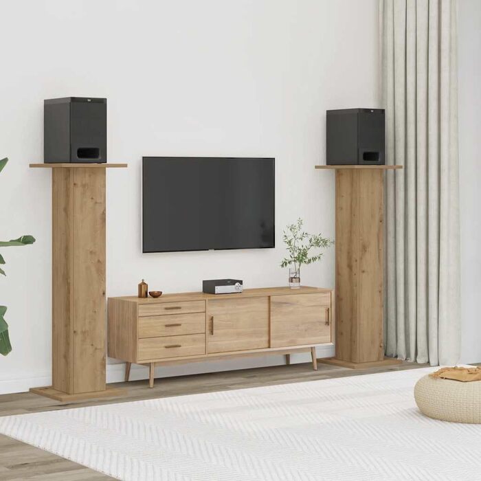 Стійки під колонки vidaXL 2 шт., для Hi-Fi, домашнього кінотеатру, Artisan-Eiche, 30x30x95 см