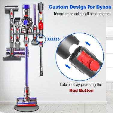 Кріплення для пилососа Dyson BellaGesundheit, настінна док-станція для моделей V7, V8, V10, V11, V15, V7 Slim, V8 Slim, V12 Slim, V11 Outsize, Digital Slim, Outsize, універсальна підставка-утримувач аксесуарів