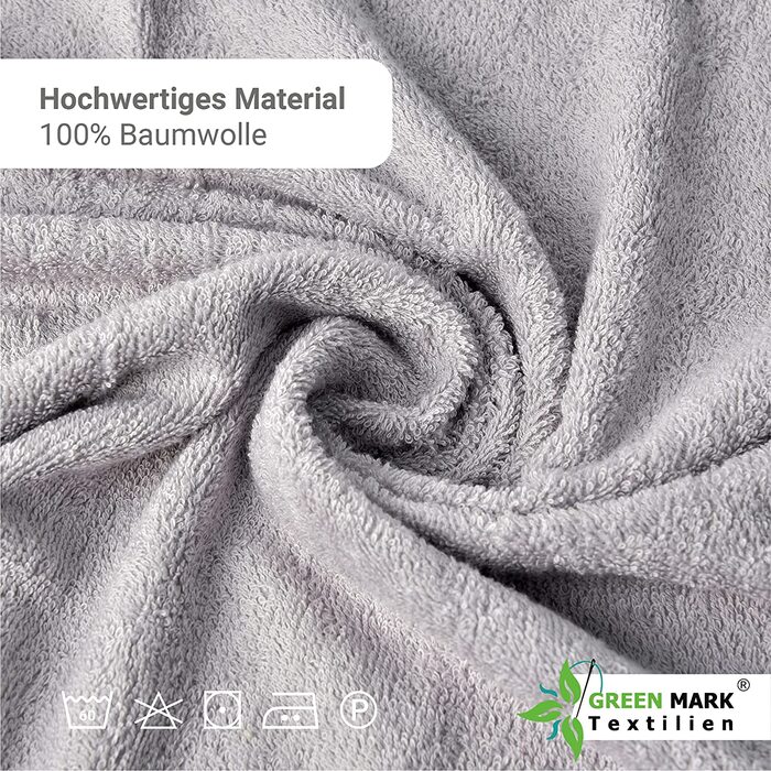 Набір рушників NatureMark 8 шт. з махрової бавовни: 4 гостьові, 2 для рук, 2 банних, сріблясто-сірий колір
