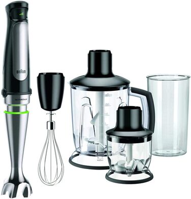 Блендер Braun MultiQuick 7 MQ 7045X, 1000 Вт, чорний + подрібнювач MQS 230 BK, 500 мл, EasyClick Plus, BPA-free, для MultiQuick 7/9