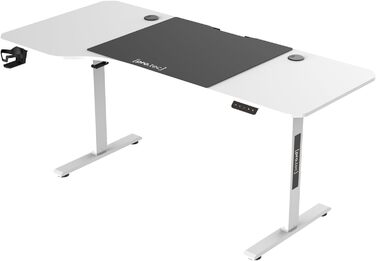 Електричний регульований письмовий стіл pro.tec Stryn 160x75 см, L-подібний, з пам’яттю, білий, висота 72-117 см