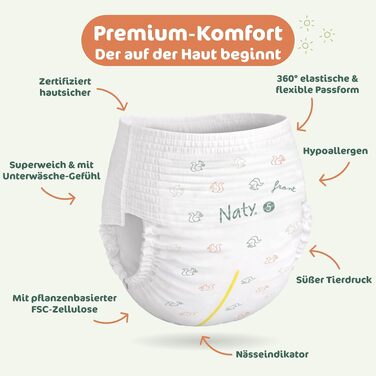 Підгузки-трусики Naty FreeMovers, розмір 5 (12–18 кг), 80 шт.