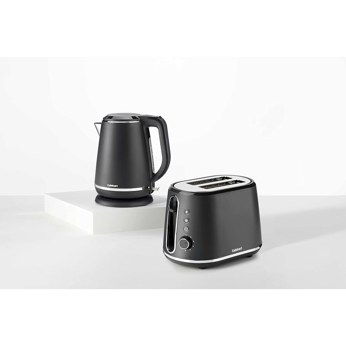 Електрочайник Cuisinart 1,5 л, 3 кВт, бездротовий, сірий матовий, нержавіюча сталь, швидкий нагрів, комплект з тостером