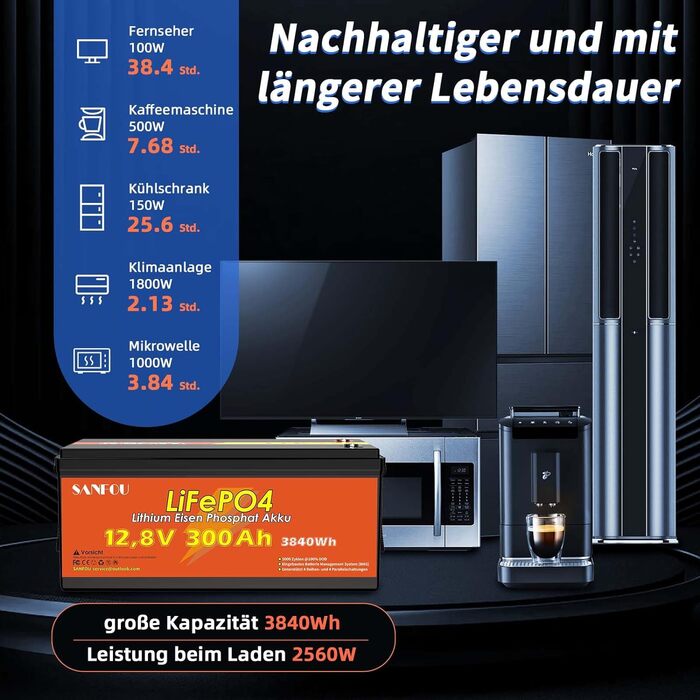 LiFePO4 акумулятор 12V 200Ah 2560Wh з BMS 100A, літієва батарея Deep Cycle для кемпінгу та автобудинків, підтримка 4S4P