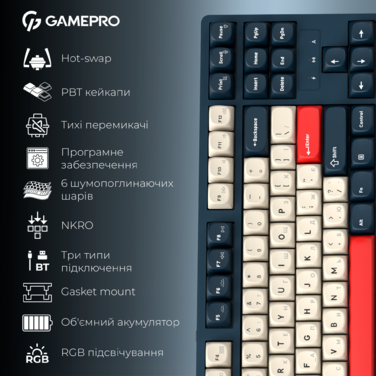 Бездротова механічна клавіатура GamePro Asgard Ragnar (MK285BL)