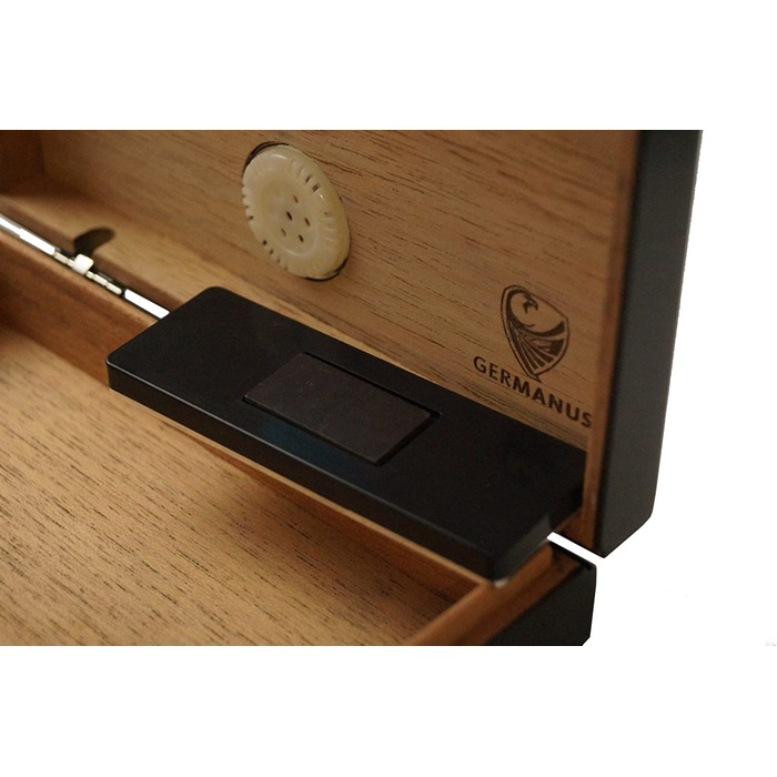 Міні-хумідор GERMANUS чорний з кедровим деревом, комплект із буклетом GERMANUS Humidor Brevier