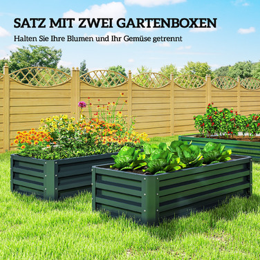 Набір з 2-х металевихRaised Garden Beds (Високі грядки), Відкритий ґрунт, Для саду та балкону, 110x50x30 см, Зелений