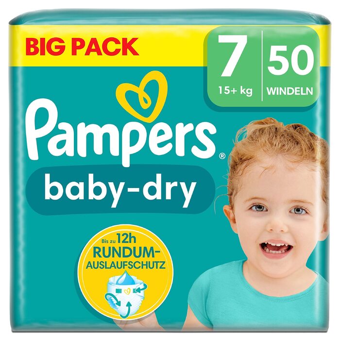 Підгузки Pampers Baby Dry розмір 7 (17+ кг), 50 шт, одноразові