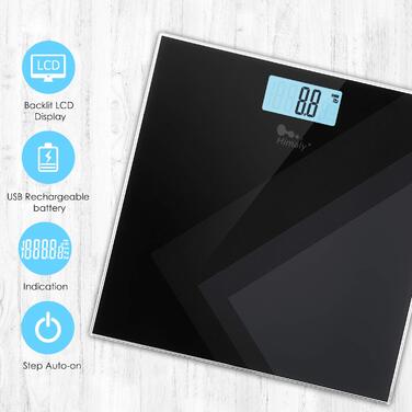 Цифрова вага для людей himaly, ультратонка, чорна, LCD-дисплей, автоматична, до 180 кг, для ванної кімнати