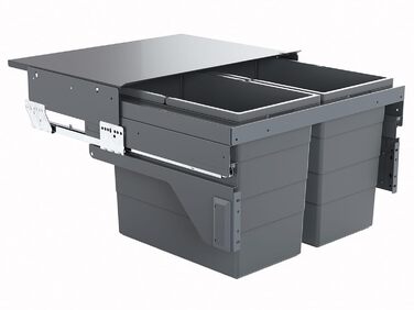 Вбудований смітник Hailo Cargo 2x28 л, антрацит, для шафи 60 см, висувний контейнер для сміття