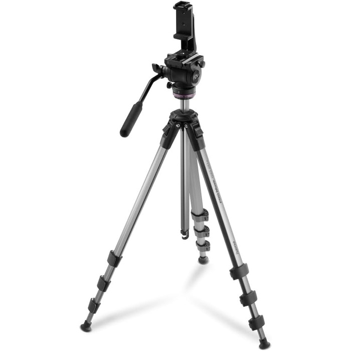 Відеоштатив Hama з флюїдною головкою для камери, смартфона і DSLR, алюмінієвий, легкий, 46–160 см, навантаження до 7 кг, з тримачем для телефону
