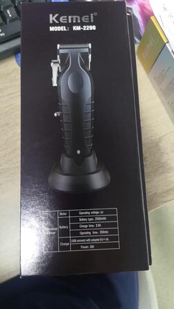 Kemei 2296 професійна машинка для стрижки волосся і бороди, бездротова, T-подібний лезо, USB-зарядка, чорна