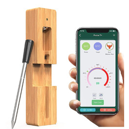 Бездротовий Bluetooth термометр для м'яса з великим дисплеєм, додатком, цифровий термометр для духовки, гриля, кухні, BBQ, коптильні, Rotisserie Fleischthermometer 24A08009