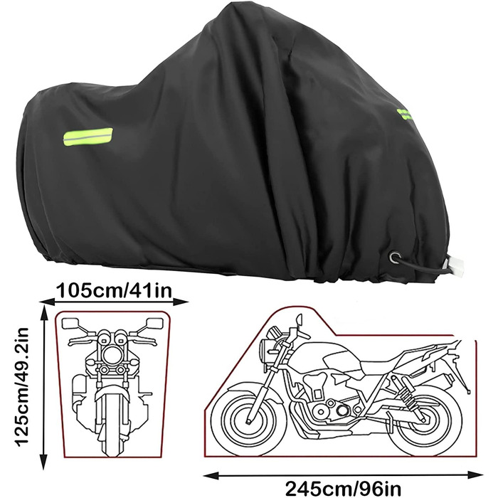 Мотоциклетний чохол XXL водонепроникний для Harley-Davidson, Kawasaki, Suzuki, Honda 245x105x125 см, захисна накидка для вулиці, зимова обшивка, моточохол, мотоциклетна гаражна тент-покривало