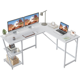 Ігровий стіл CubiCubi L-подібний 150x120 см, комп'ютерний стіл з полицею для монітора і бічною кишенею, карбон, чорний