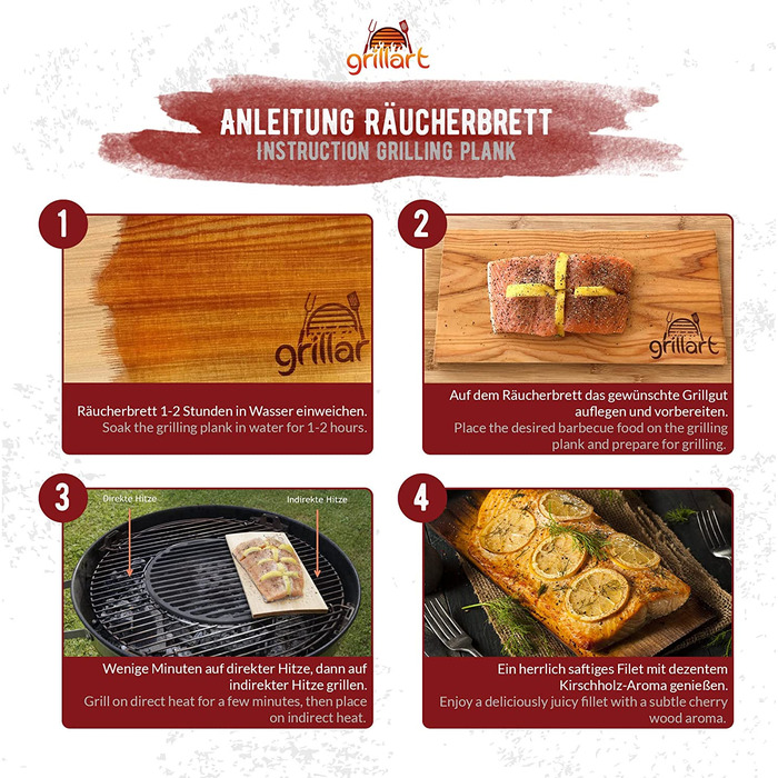 Дерев'яні дошки для копчення Grillart з гікорі, набір 2 шт.