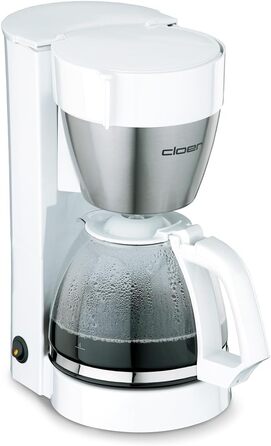 Кавоварка фільтраційна Cloer 5011 з функцією підігріву, 800 Вт, на 10 чашок, біла, пластикова, скляний глечик, фільтр 1x4