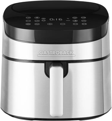 GASTROBACK Design Air Pro XXL аерофритюрниця 6,5 л, 8 програм, сенсорне управління, сріблясто-чорна