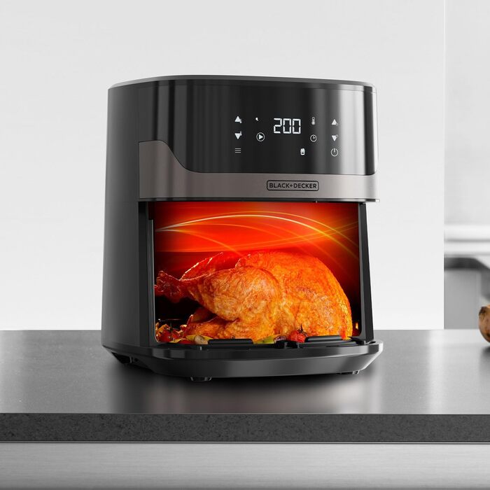 Фритюрниця аерогриль BLACK+DECKER BXAF6500E 1600Вт, 6,5л, 8 програм, оглядове вікно, температура 80-220°C, до 1300г картоплі фрі