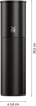 Млинок для спецій WMF Signature Pro (сіль та перець) з керамічним жерновами, регулюванням помолу та магнітною кришкою, нержавіюча сталь, чорний