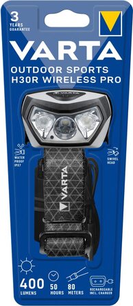 VARTA налобний ліхтар LED, акумуляторний, водонепроникний, бездротова зарядка, регульований кут, диммування, для кемпінгу, бігу, туризму