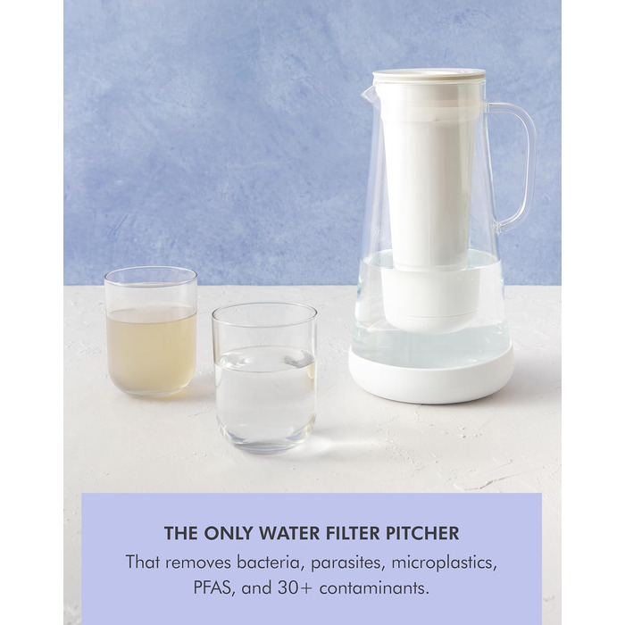 Фільтр для води LifeStraw Home: скляна кава з силіконовим дном, 1,6 л, Stormy Blue