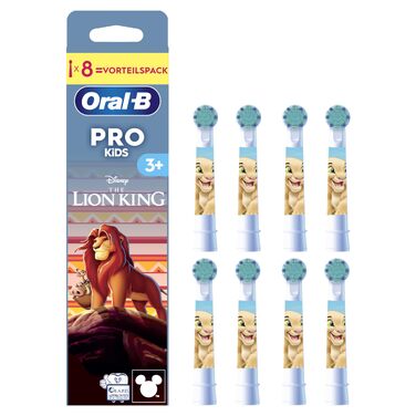 Дитяча електрична зубна щітка Oral-B Pro Kids 3+ Король Лев, біло-червона (набір 8 шт.)
