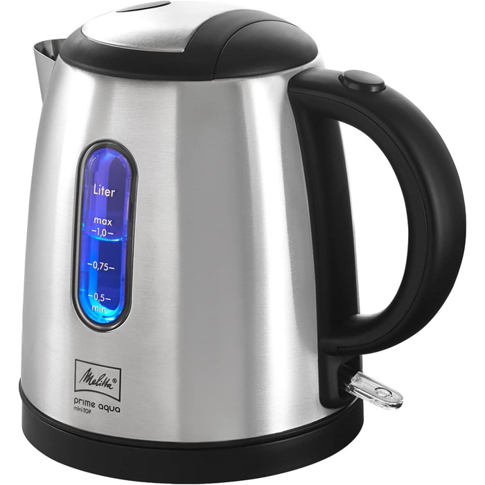 Електрочайник MELITTA Prime Aqua Mini Top 1,0 л, 2200 Вт, нержавіюча сталь, зовнішній індикатор рівня води