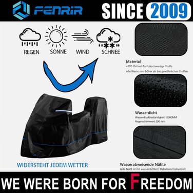 Мотоциклетний чохол FENRIR 230 см, водонепроникний, зимовий, 420D Oxford, для вулиці, зберігання з верхнім кофром, термостійкий, захист лаку, 230x100x143 см