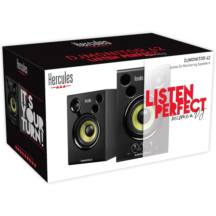 Hercules DJMonitor 42 – Активні DJ колонки 80W з 4” низькочастотним динаміком, чіткий звук, Bass Reflex, для ді-джеїв та меломанів