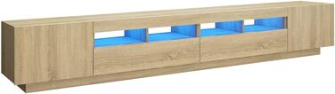 ТВ тумба SECOLI з LED підсвіткою 260x35x40 см, дуб сонома, з висувними ящиками, для вітальні, сучасний телевізійний комод