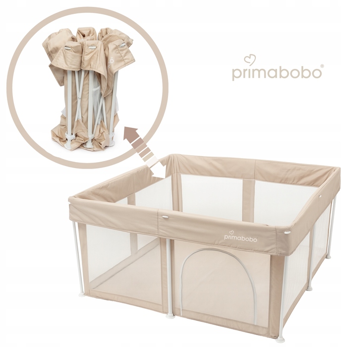 Дитяче манеж-кожунок Primabobo TINA, складаний туристичний, великий (126x126 см), бежевий