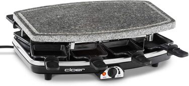 Раклетниця Cloer 6430 з натурального каменю, 1200 Вт, 8 антипригарних форм з теплоізольованими ручками, суцільна плита