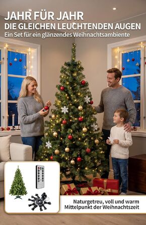Штучна ялинка 4smile з LED-підсвіткою, 150-180 см, різдвяне дерево з гірлядою