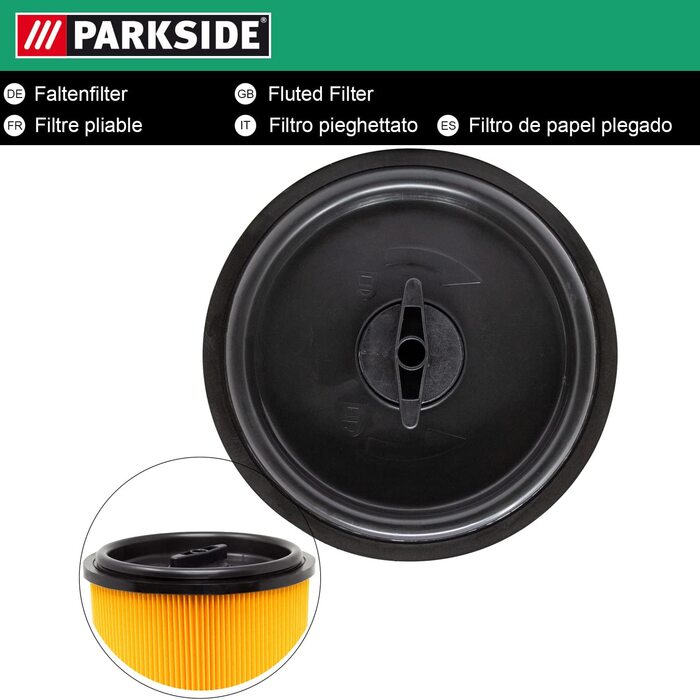 Складчастий фільтр Parkside для пилососа Lidl PNTS 1250–1500, всі моделі, сухого та вологого прибирання