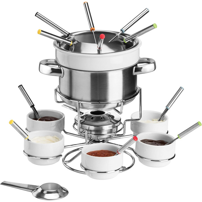Набір для фондю Premier Housewares з нержавіючої сталі та порцеляни, білий