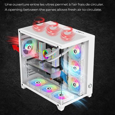 Ігровий корпус для ПК EMPIRE GAMING CL-242 (2024), ARGB, Mid Tower, ATX/Micro-ATX/ITX, 7 вентиляторів 120 мм, 5V LED, MB Sync, білий