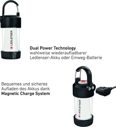 Ліхтар Ledlenser ML4 Warm Light LED, акумуляторний, 300 люмен, до 40 годин, червоне світло, карабін, для кемпінгу та вулиці