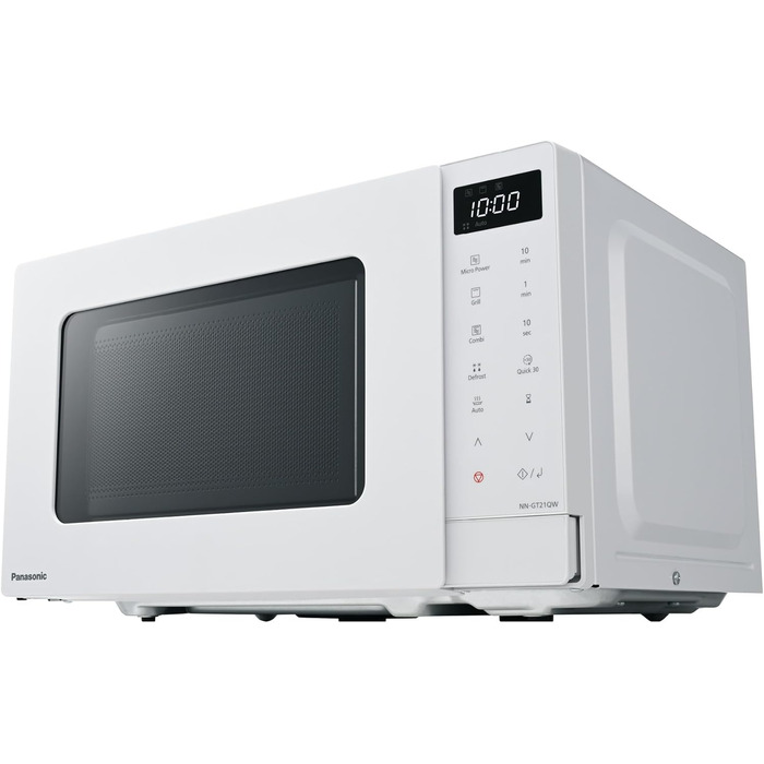Мікрохвильова піч Panasonic NN-ST21QWEPG 20л з грилем, біла – 800 Вт, автоматичне розморожування, 11 програм, LED-дисплей