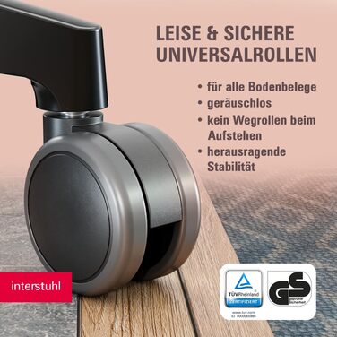 Ергономічне офісне крісло Interstuhl SMART Soft, синхромеханізм, 4D-підлокітники, підтримка попереку, чорне, Made in Germany