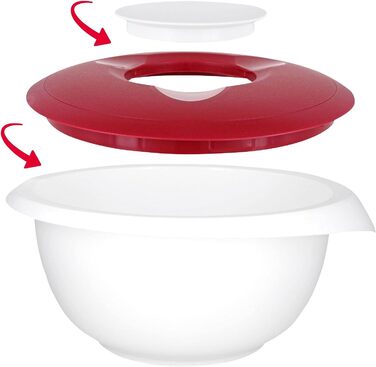 Набір для випічки Westmark Back-Set 4 шт. з мисками, вінчиком, мірною склянкою та скребком/роз’єднувачем для випічки, пластик, білий/червоний/прозорий, 315522E7