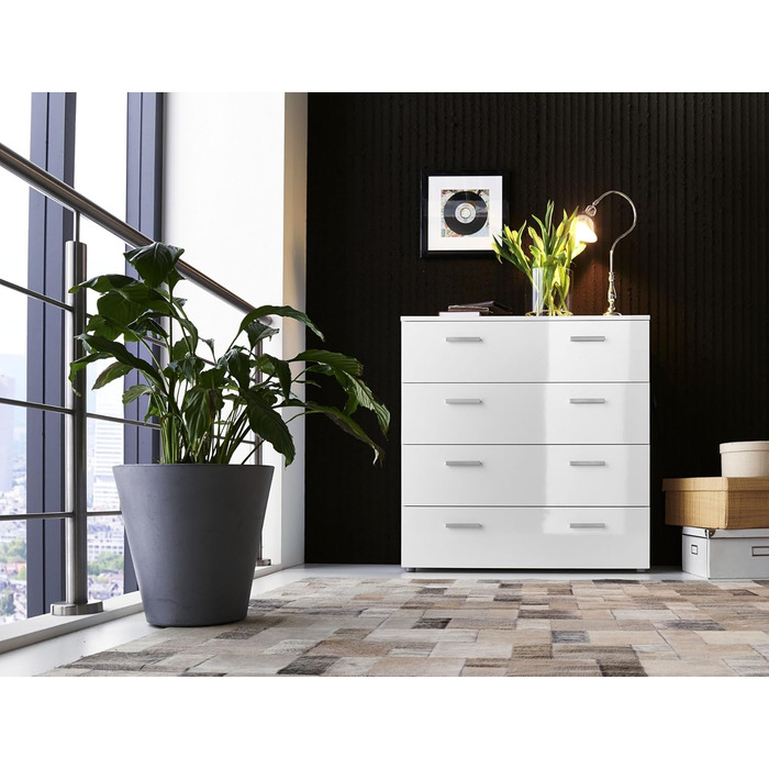 Комод BMG Marbella 3 з шухлядами, білий глянець, 91x88x32 см