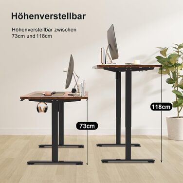 Регульований по висоті письмовий стіл Homall з USB-портом 100x60 см, ергономічний комп'ютерний стіл для роботи та навчання, колір: вінтажний коричневий