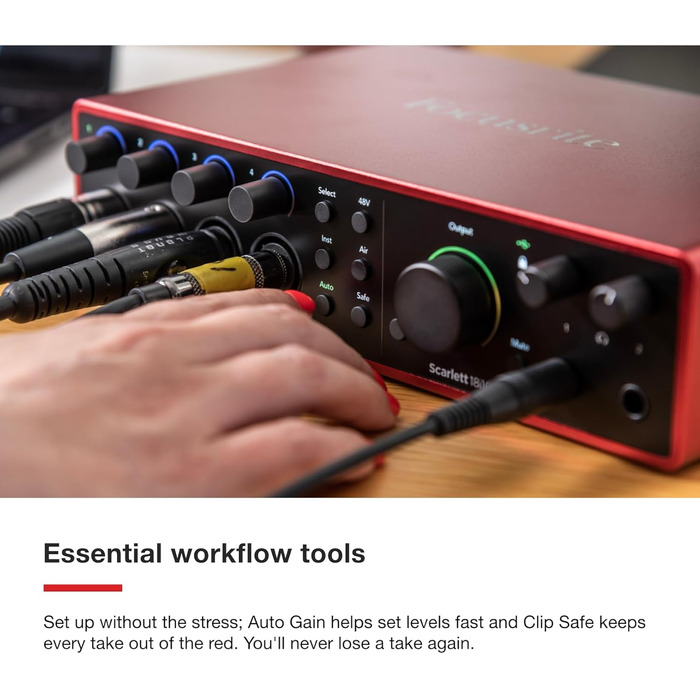 Звукова карта Focusrite Scarlett 4i4 4-го покоління USB: для гітаристів, вокалістів, музикантів - Hi-Fi студійна якість, комплект програмного забезпечення