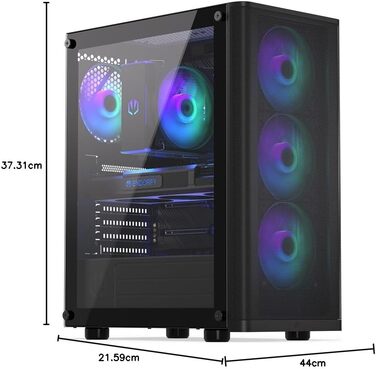 Ігровий корпус ENDORFY Ventum 200 ARGB ATX з 4 ARGB вентиляторами, загартованим склом та mesh-панеллю, компактний форм-фактор, широка сумісність з охолодженням