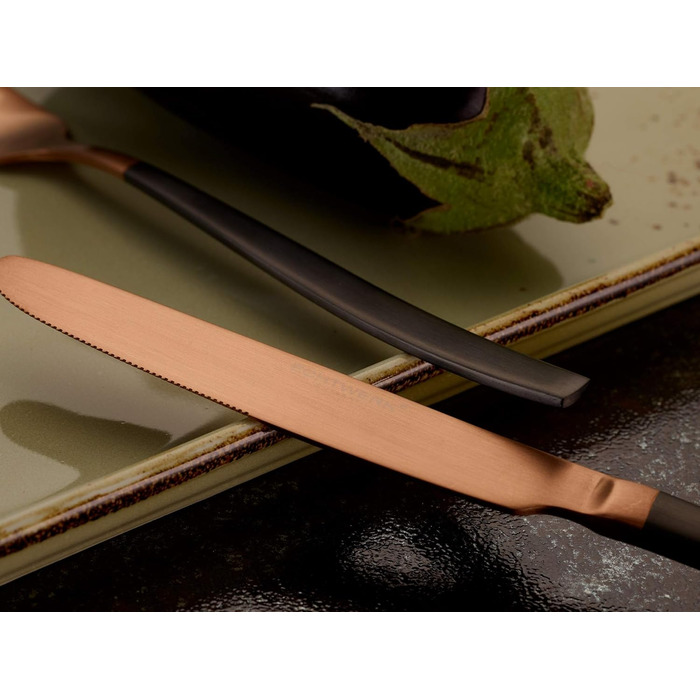 Набір столових приборів Echtwerk Positano Due-Bronze/Black, 24 предмети, для 6 осіб, матова нержавіюча сталь 18/10, преміум якість, для сервірування столу, весіль та святкових подій