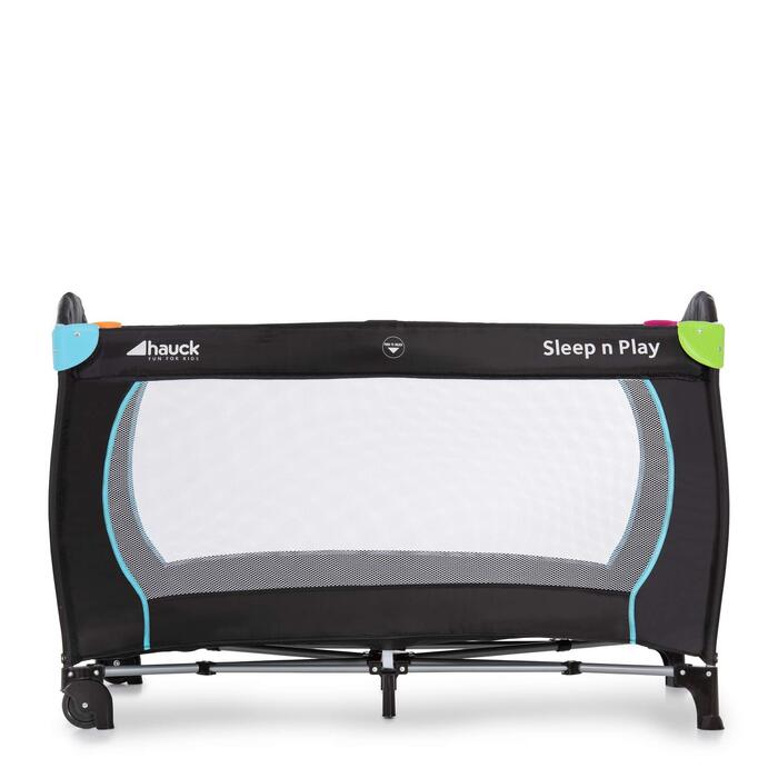 Дитяче дорожнє ліжечко Hauck Sleep N Play Go Plus з колесами, сумкою для транспортування, люком для ігор, компактне складання, для немовлят і дітей до 15 кг, мультиколор чорний