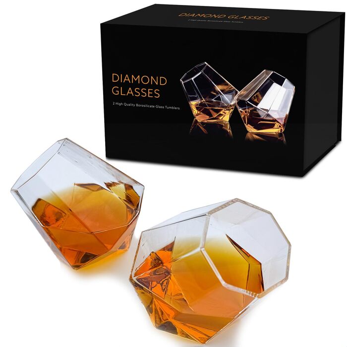 Набір склянок для віскі Diamant Gläser (2 шт), жовті, поворотні, у подарунковій коробці